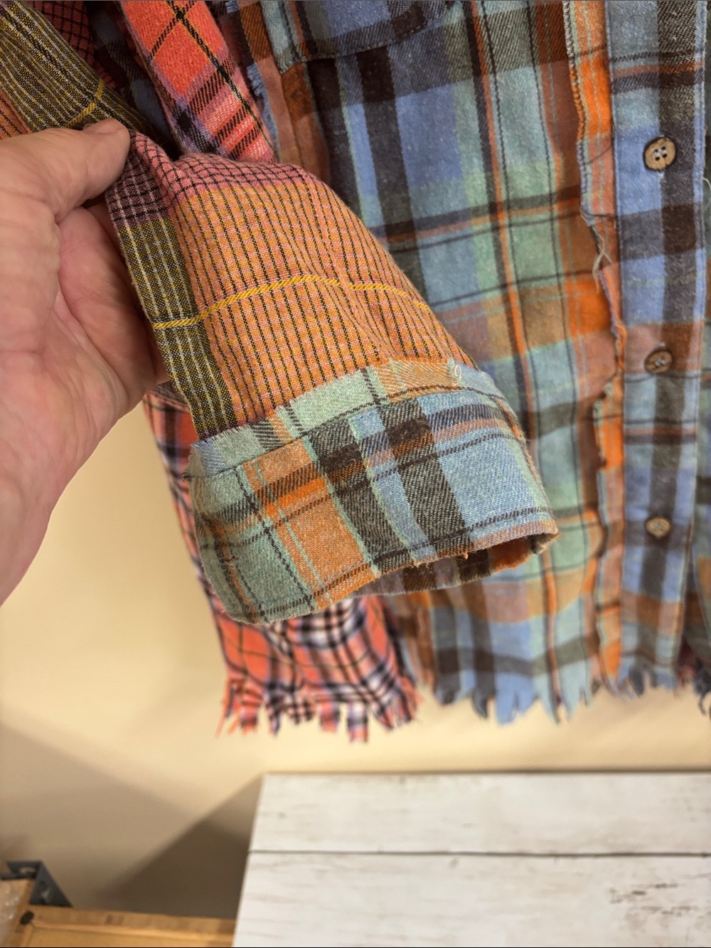 Oli & Hali flannel Multi Patchwork Plaid Button-Down Shirt small - Picture 5 of 9